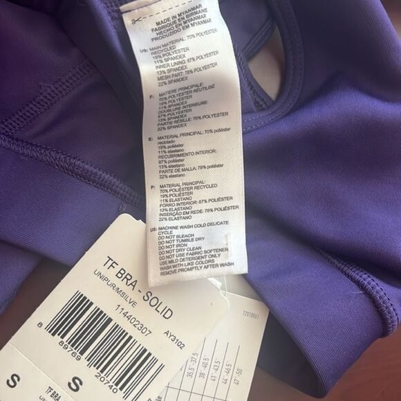 Adidas Sports Bra NWT Women’s Performance Tec- Fit Sports Bra Purple Size Small - Picture 12 of 14